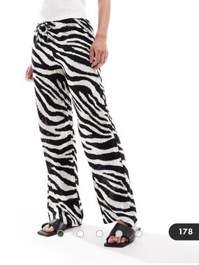 Vero Moda Zebra-Print Wide Leg Pants - Black & White